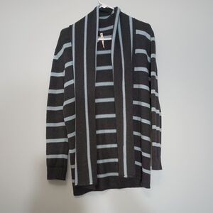 TeeBerry & Weave Striped Open Front Cardigan M